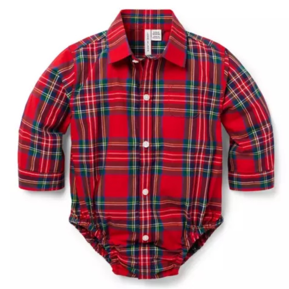Janie and Jack BABY TARTAN POPLIN BODYSUIT